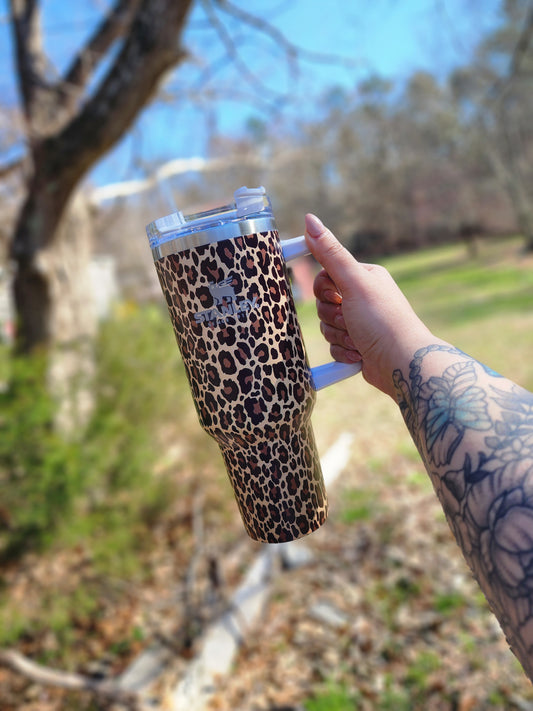 Cheetah Print 40 oz Tumber Please Read Description