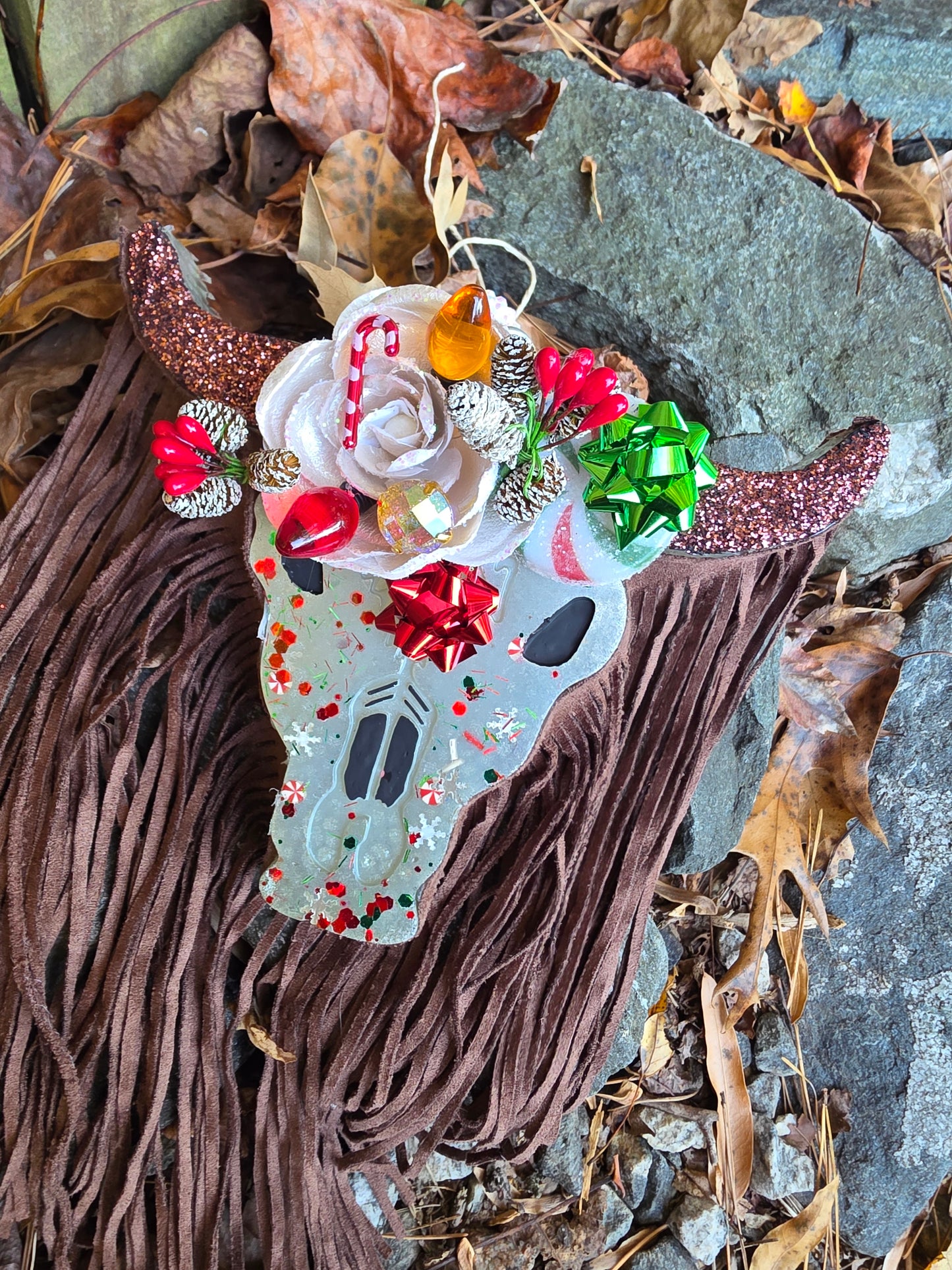 Western Fringe Bull Christmas Car Freshie