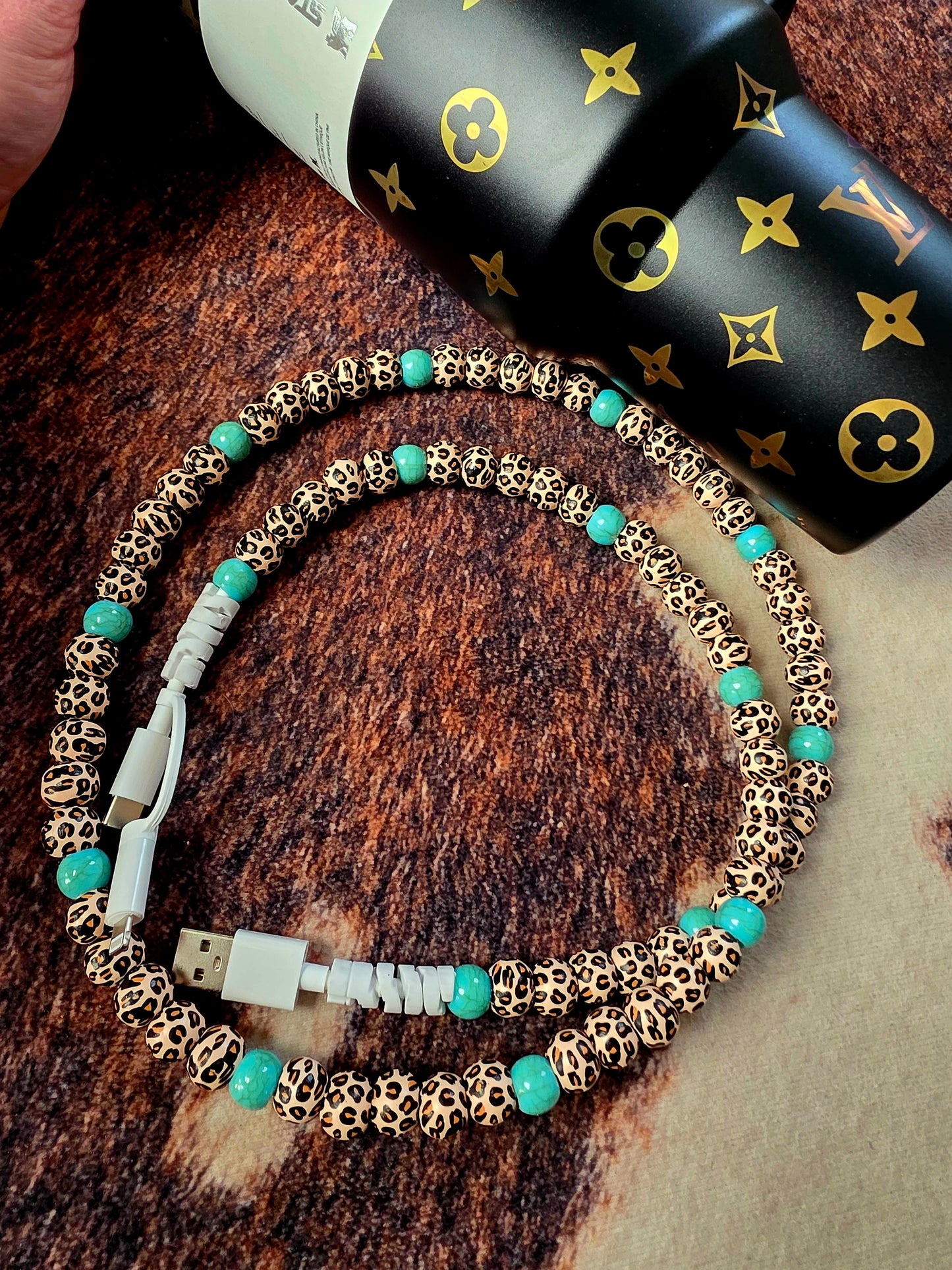 Cheetah & Turquoise Phone Charger