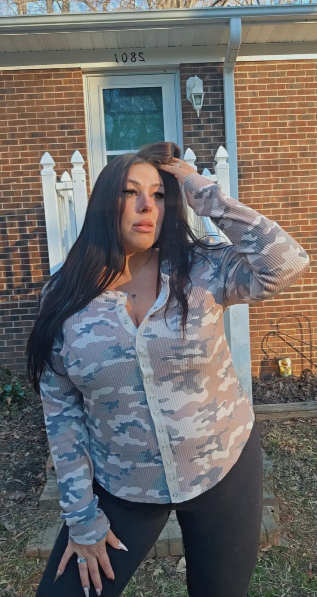 Camo Knit Top