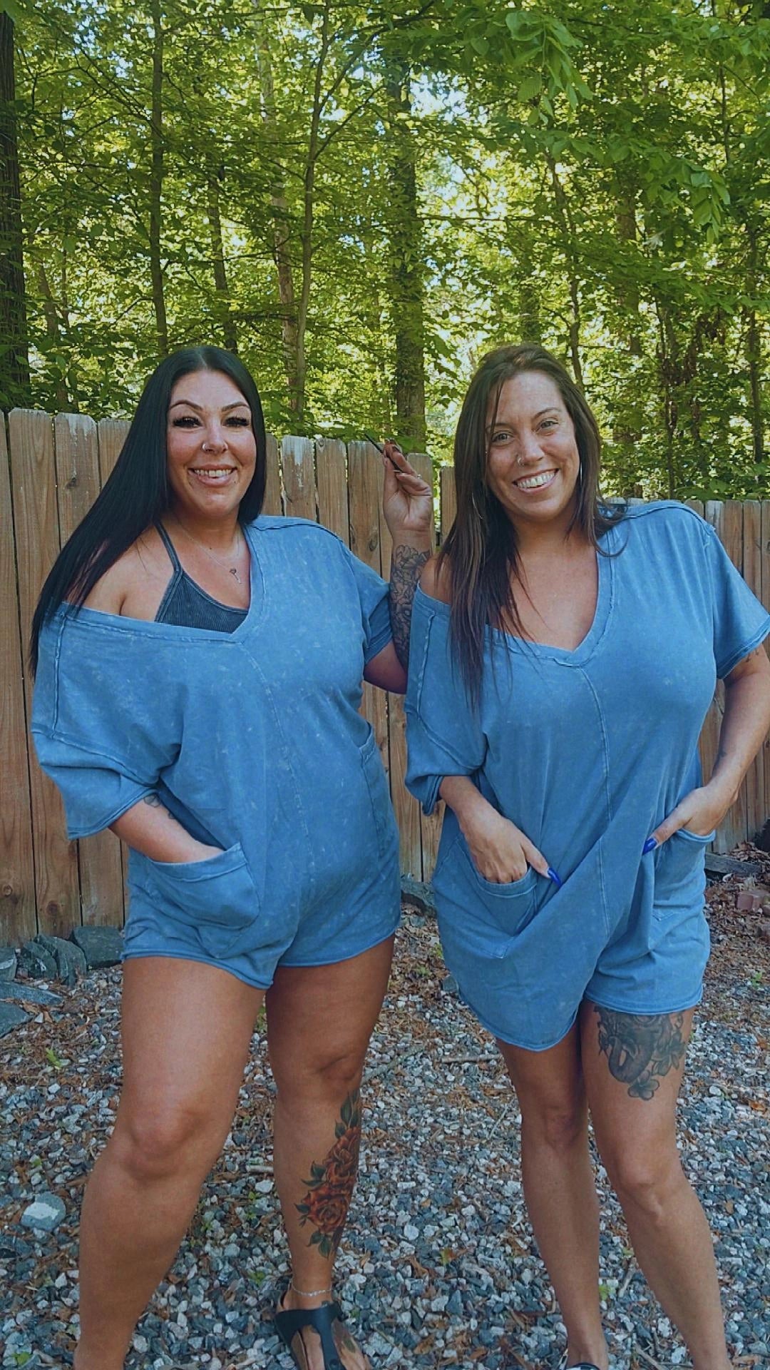 Mineral Washed Oversized Casual Knit Romper
