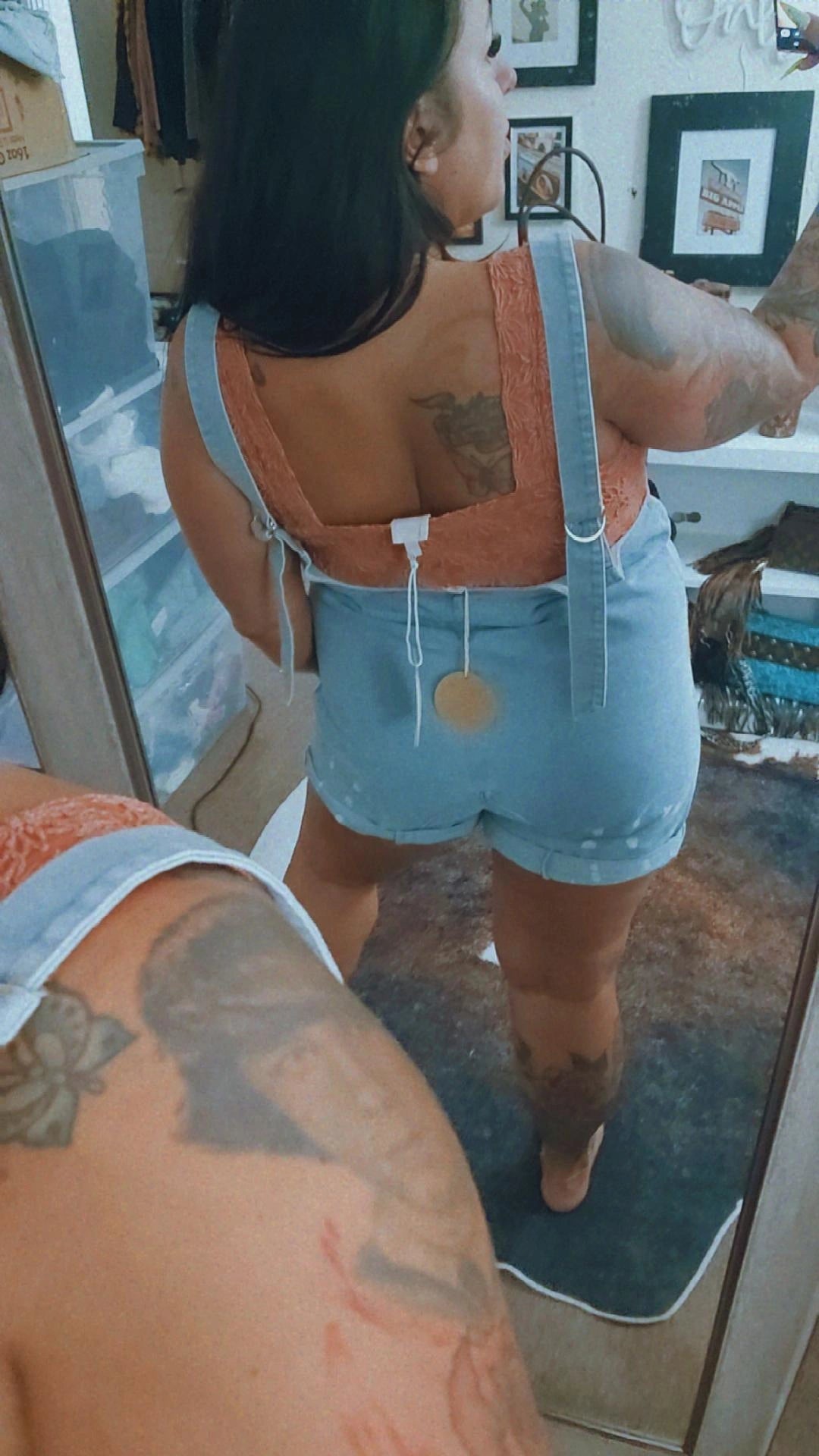Vintage Washed Denim Shortalls