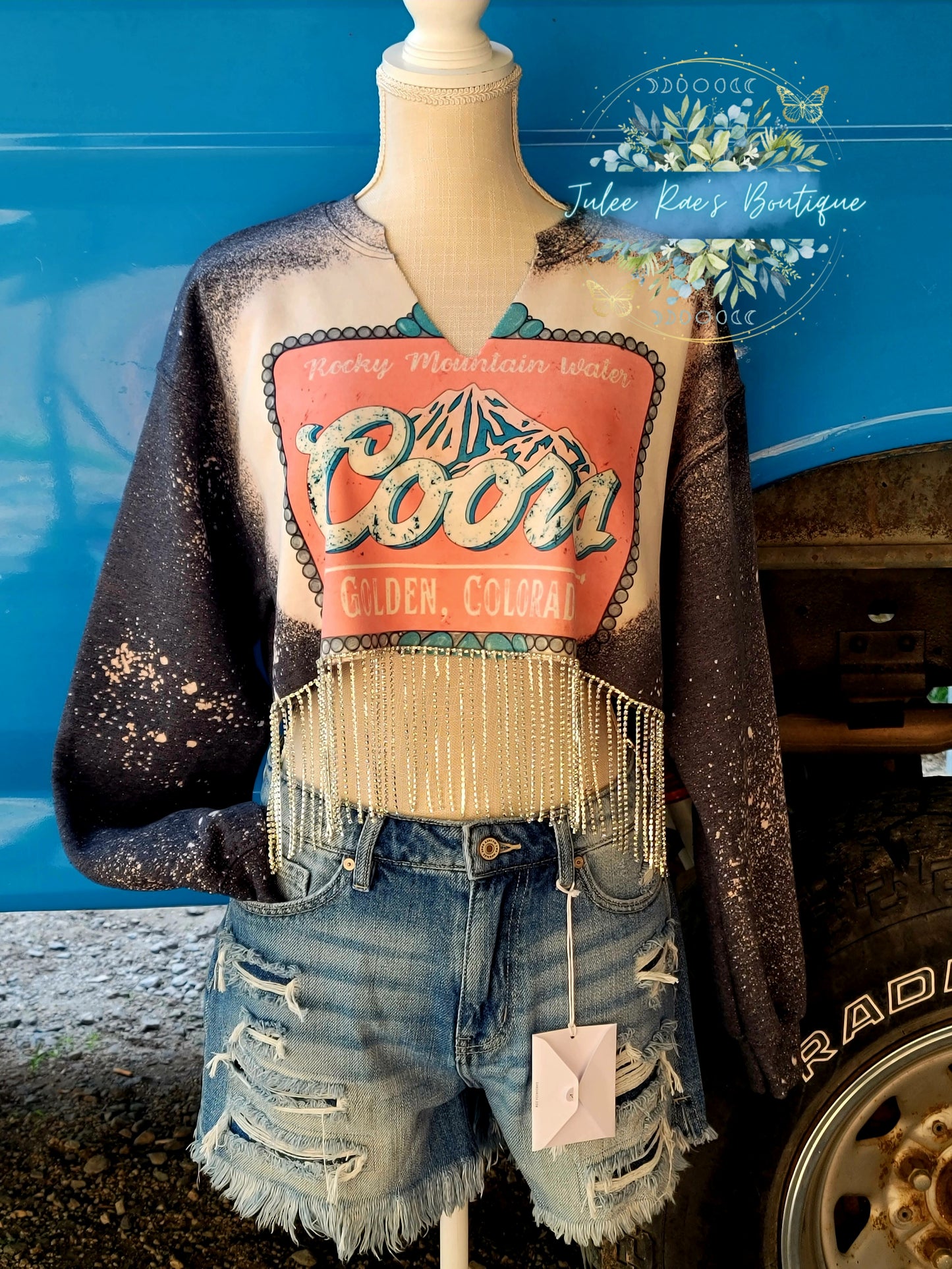 Coors Rhinestone Fringe Sweatshirt