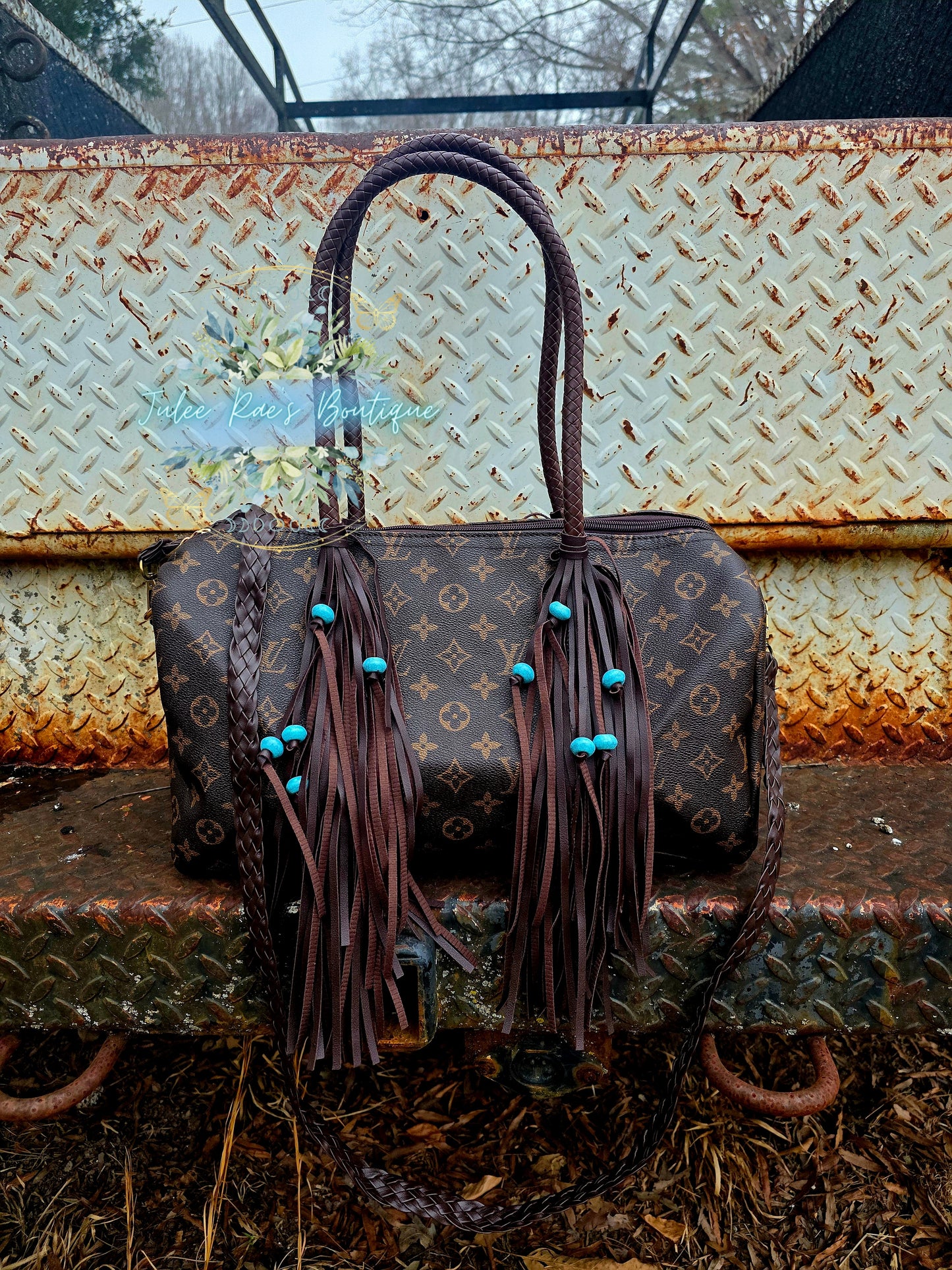 Western Fringe Turquoise Handbag