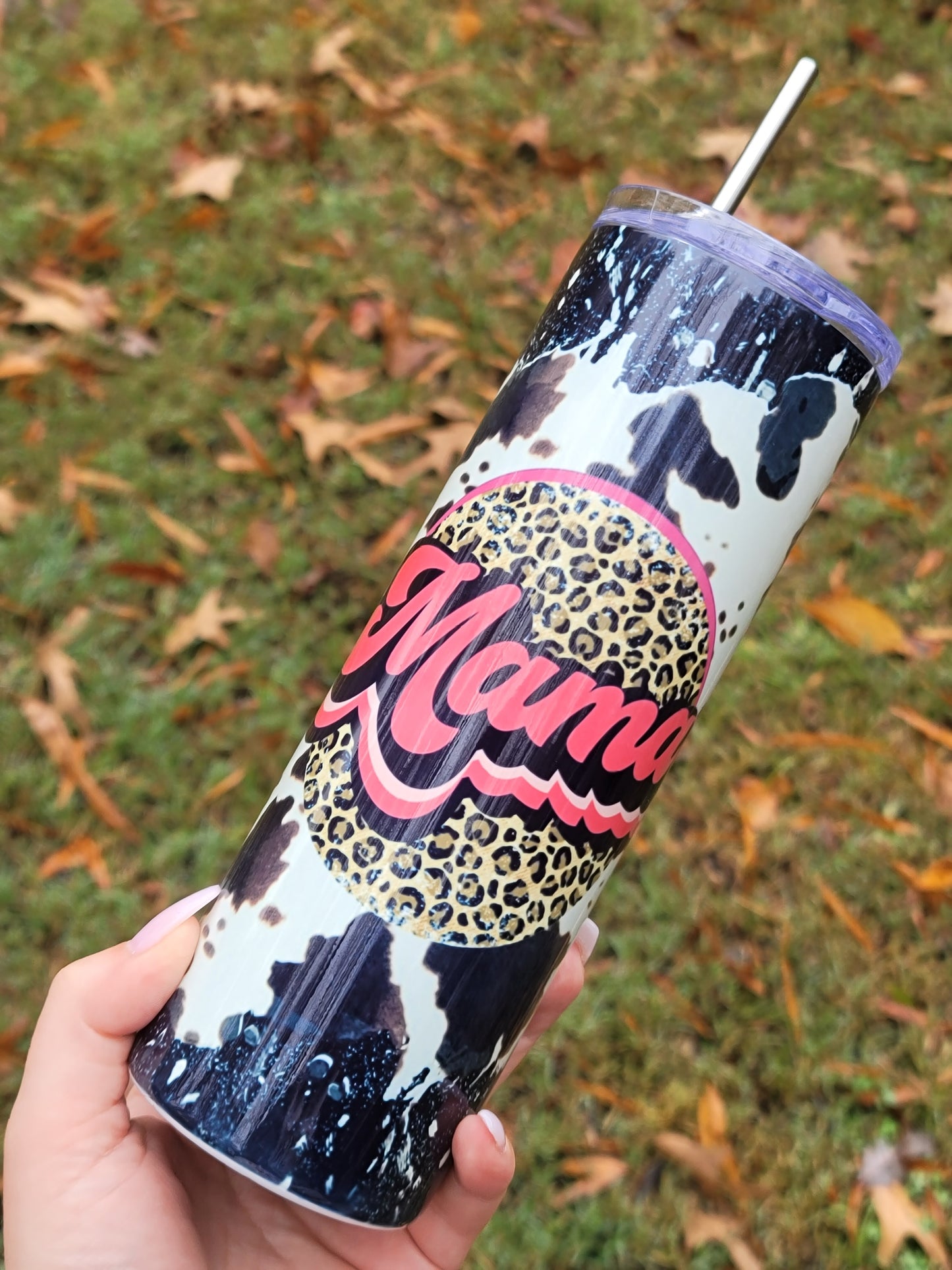 Mama Cowhide Skinny Tumbler