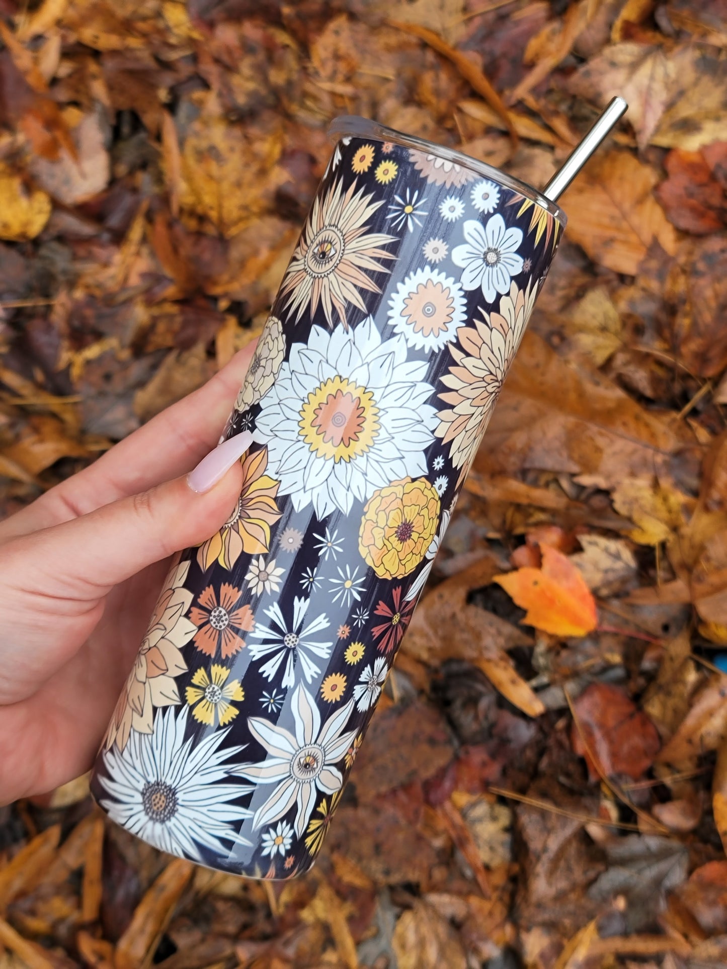 Boho Flower Skinny Tumbler