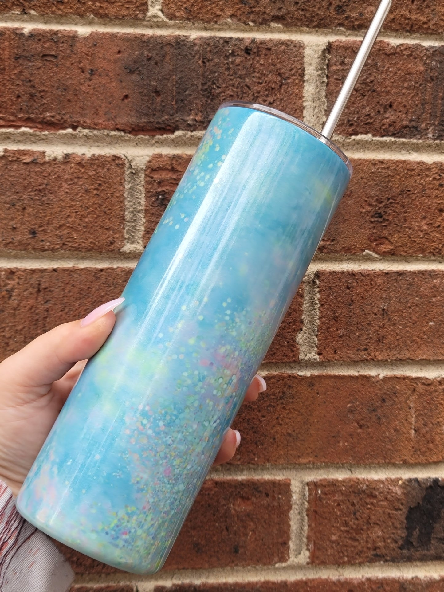 Blue Glitter Skinny Tumbler
