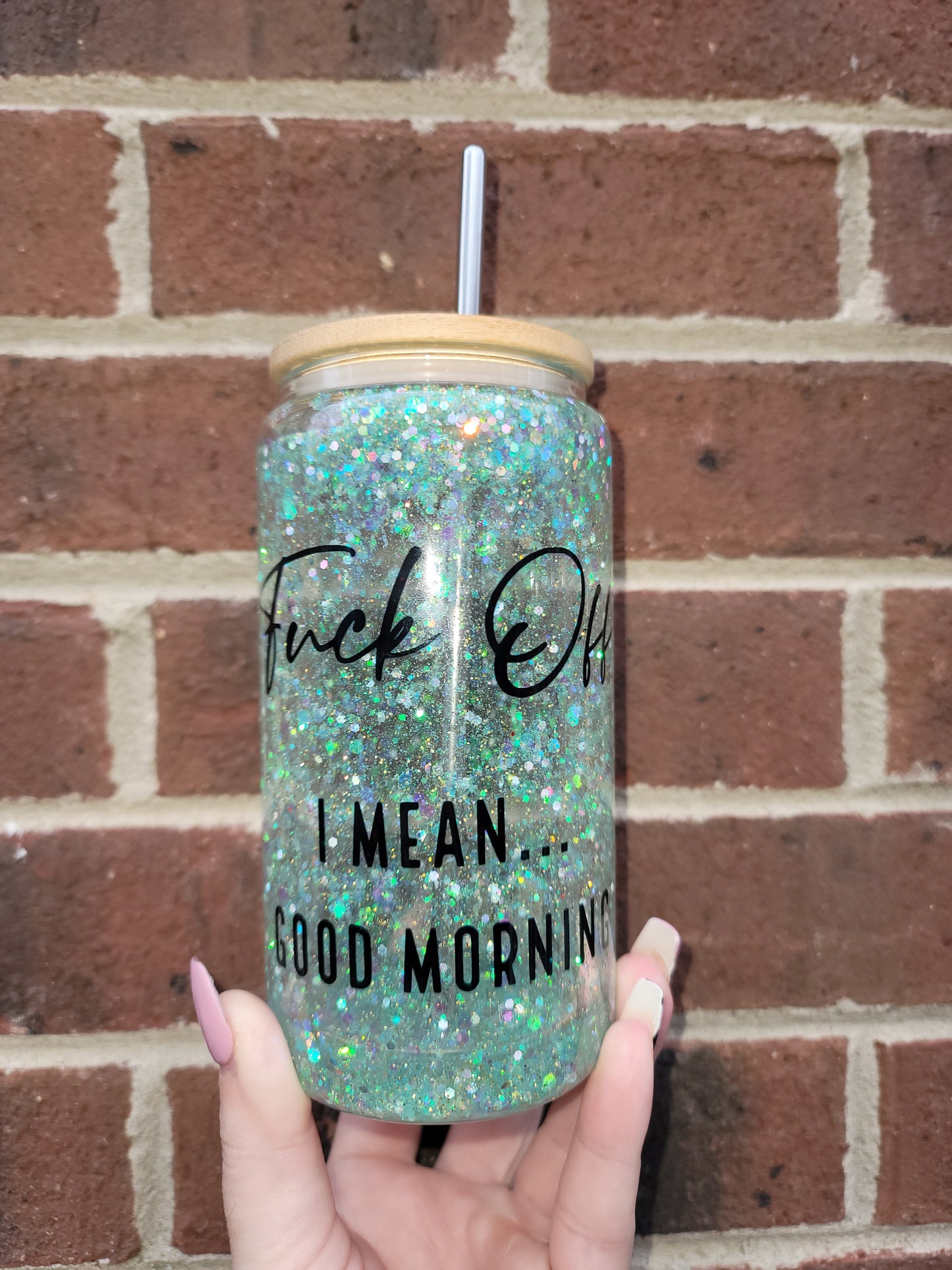 F#$% Off Snowglobe Glass Tumbler