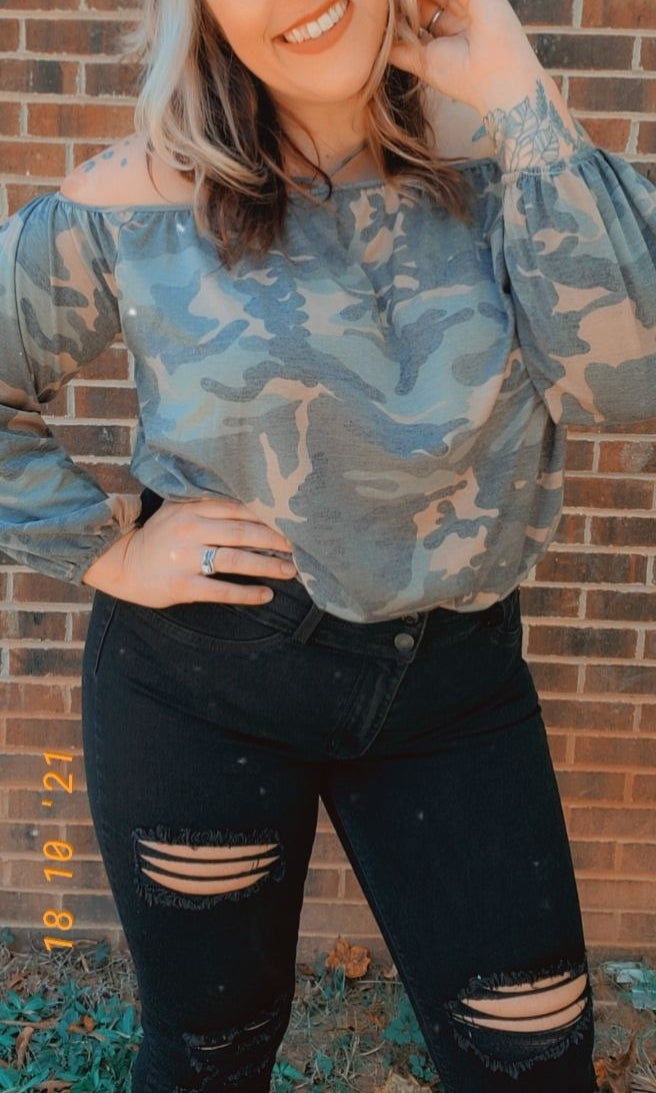 Olive Camo Top