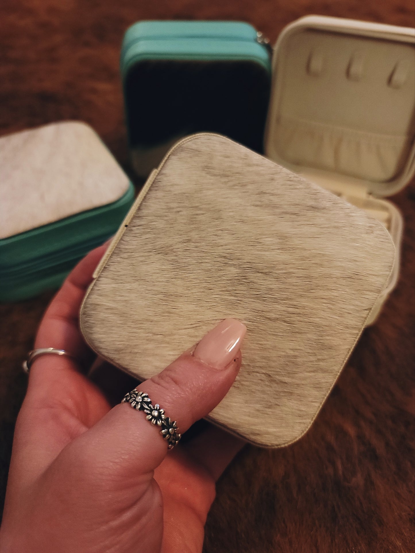 Cowhide Travel Jewelry Case