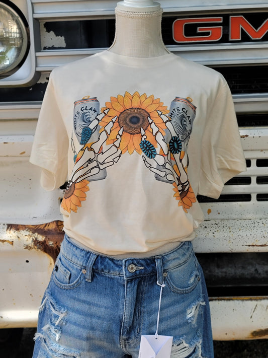 Beer Western Skull Hands Tee