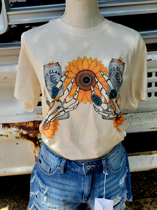 Beer Western Skull Hands Tee