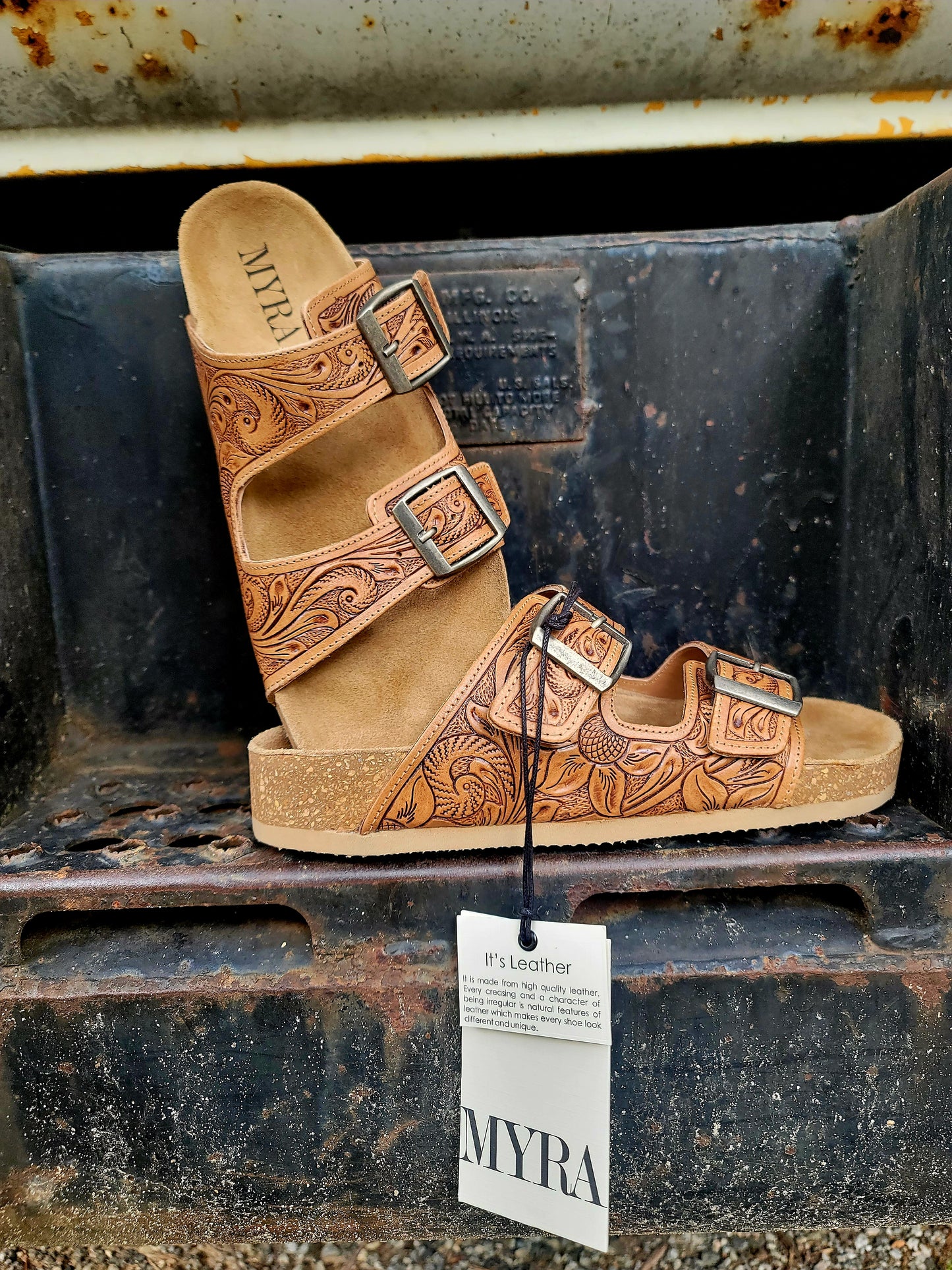 Western Hand Tooled Sandals