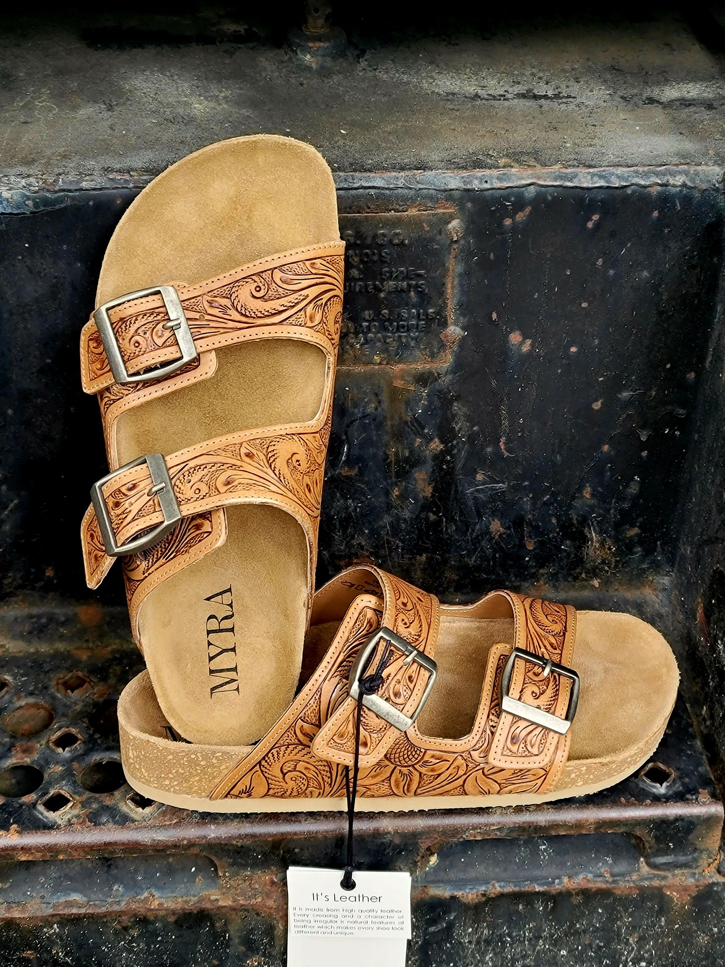 Western Hand Tooled Sandals