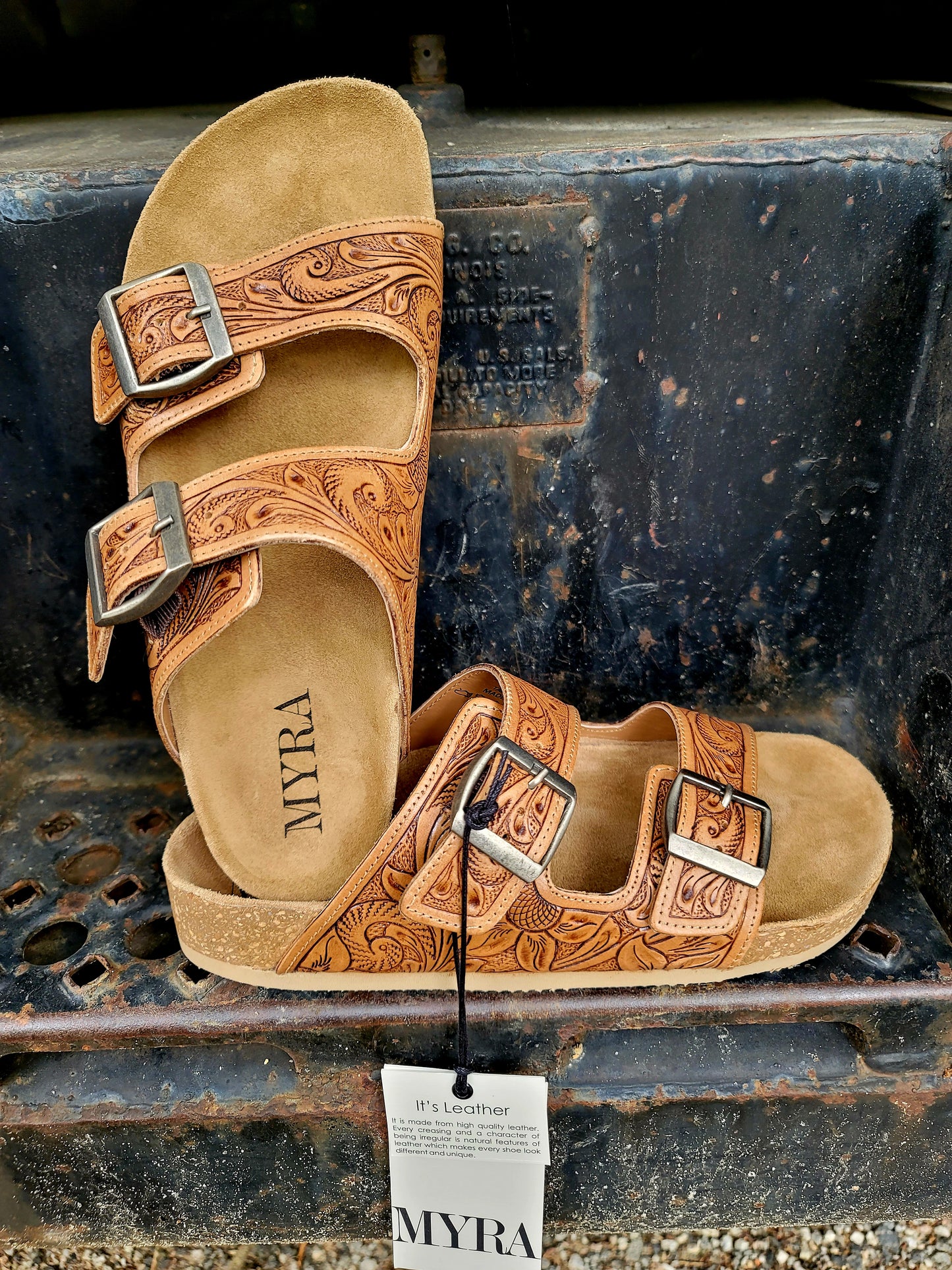 Western Hand Tooled Sandals