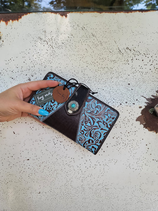 Myra Turquoise Western Wallet