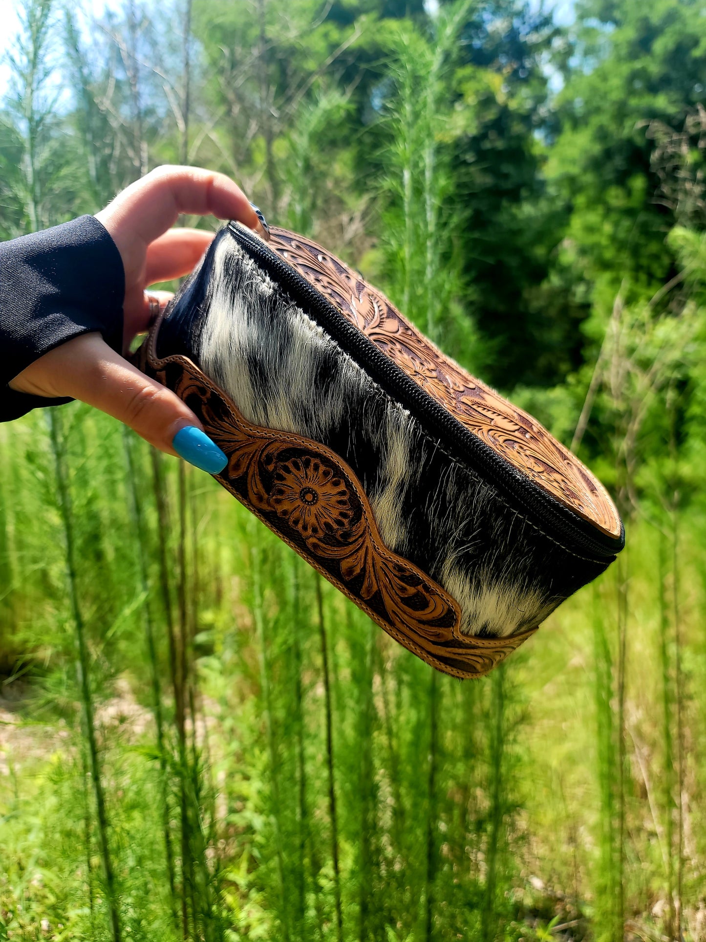 Cowhide Makeup Bag