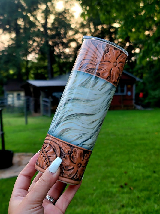 Cowhide & Leather Lace Skinny Tumbler