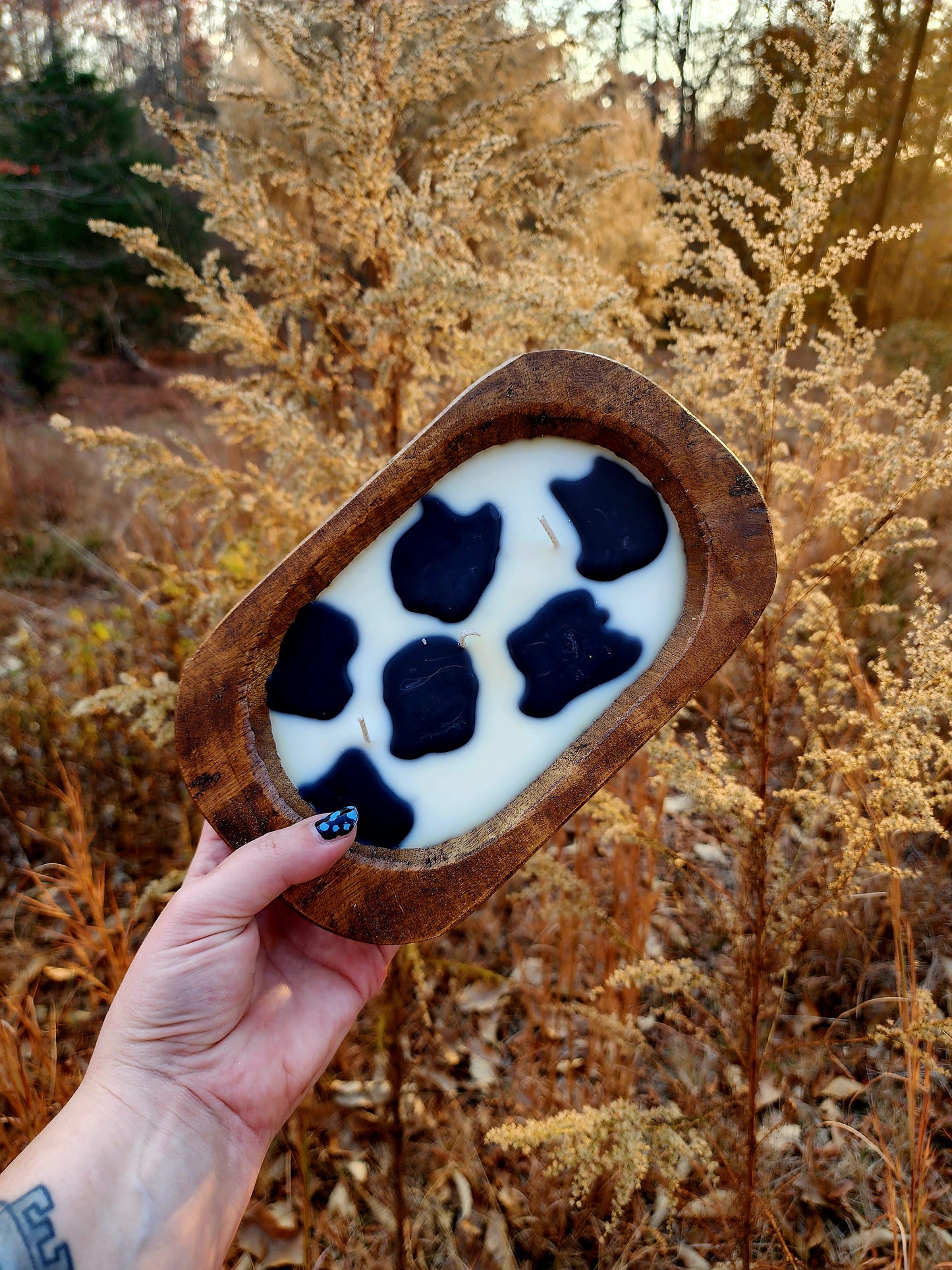 Cowprint Dough Bowl Candle