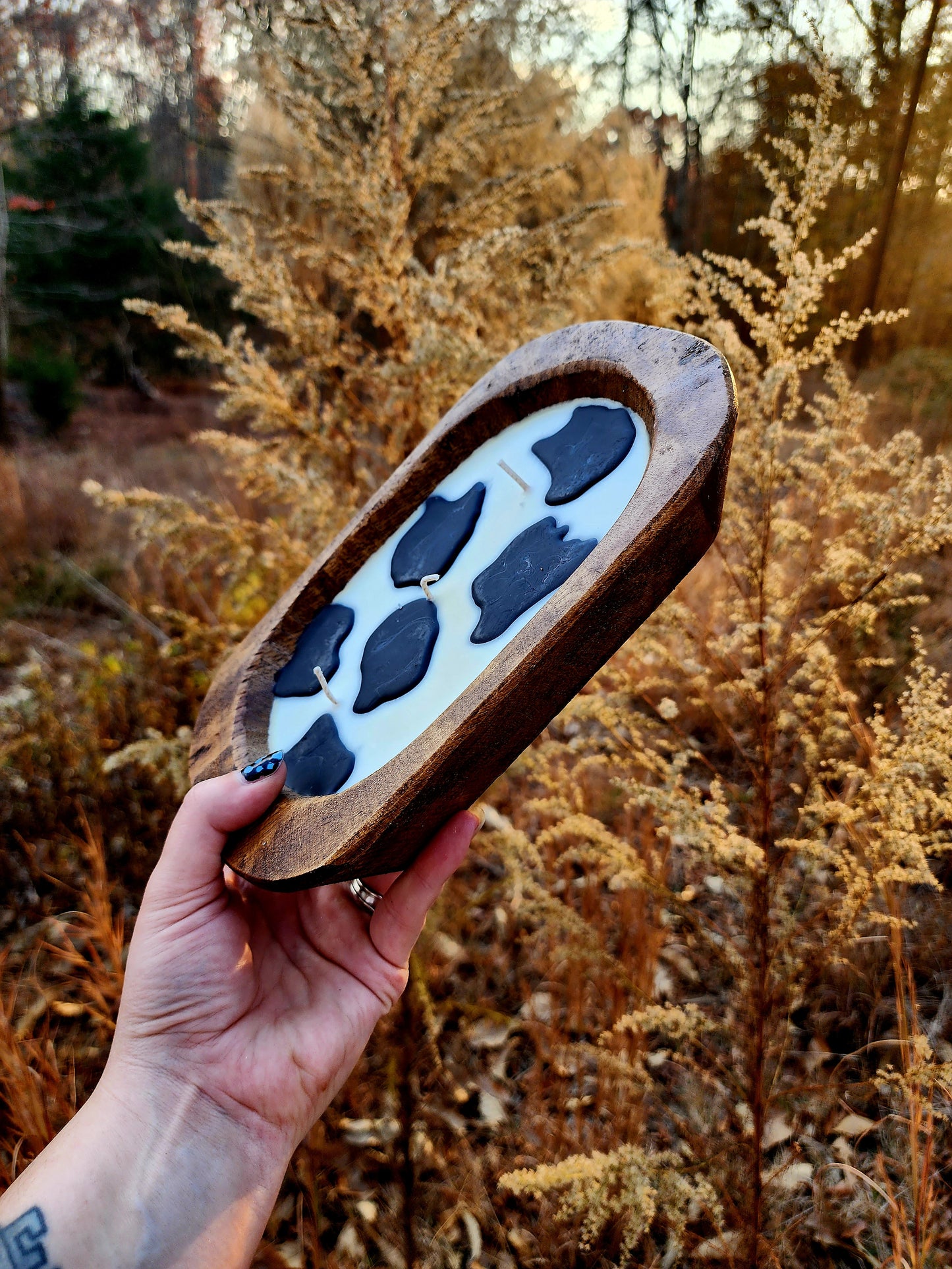 Cowprint Dough Bowl Candle