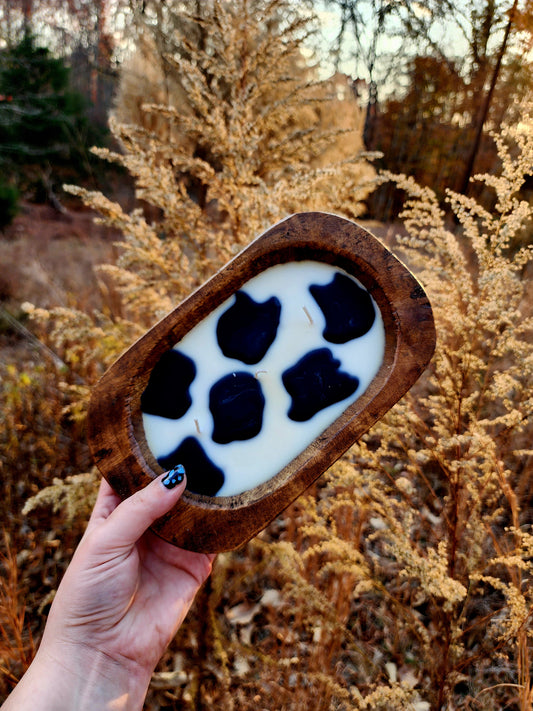 Cowprint Dough Bowl Candle