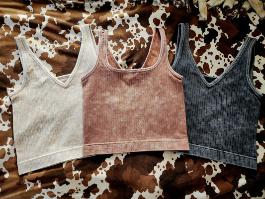 2WAY WASHED RIBBED CROPPED TANK TOP