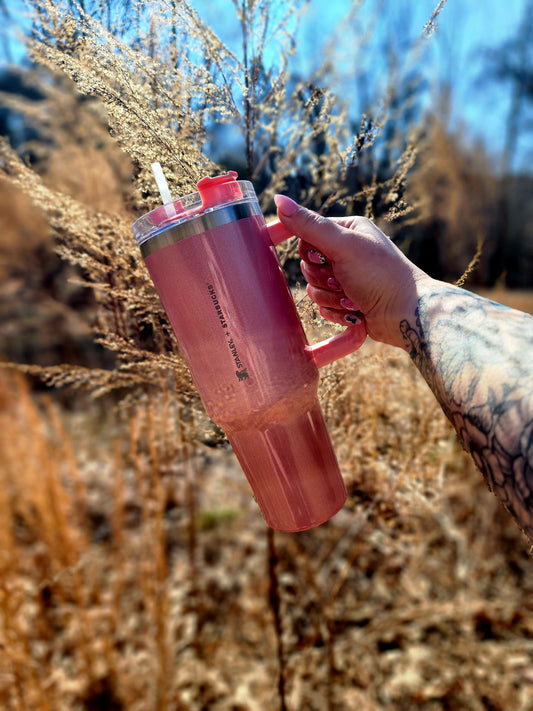 Pink Glitter 40z Tumber