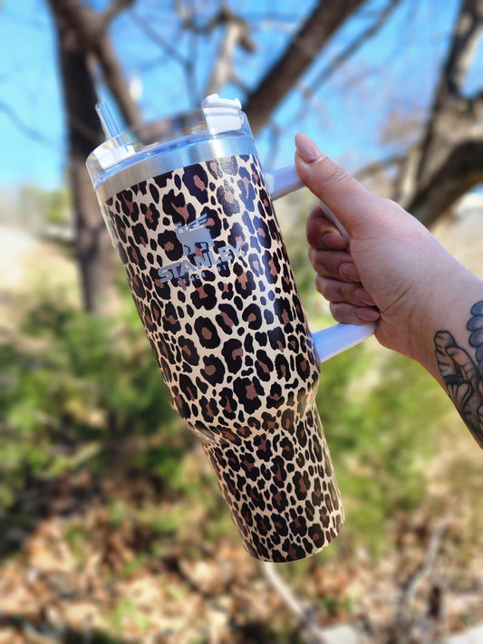 Cheetah Print 40 oz Tumber Please Read Description
