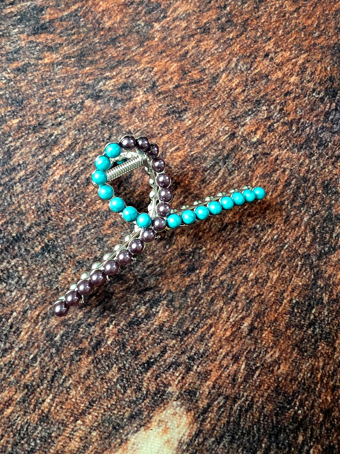 Pearl Turquoise Metal Clip