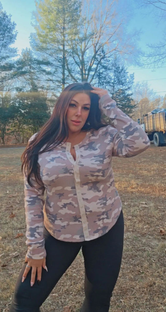 Camo Knit Top