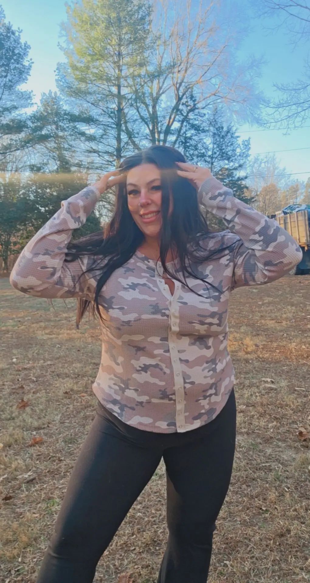 Camo Knit Top