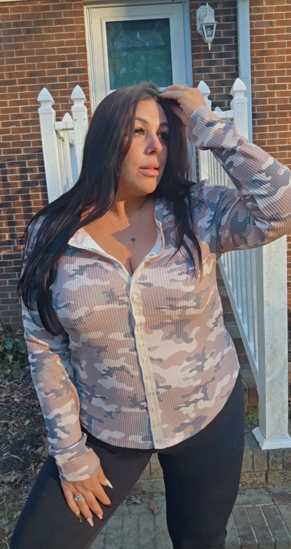 Camo Knit Top