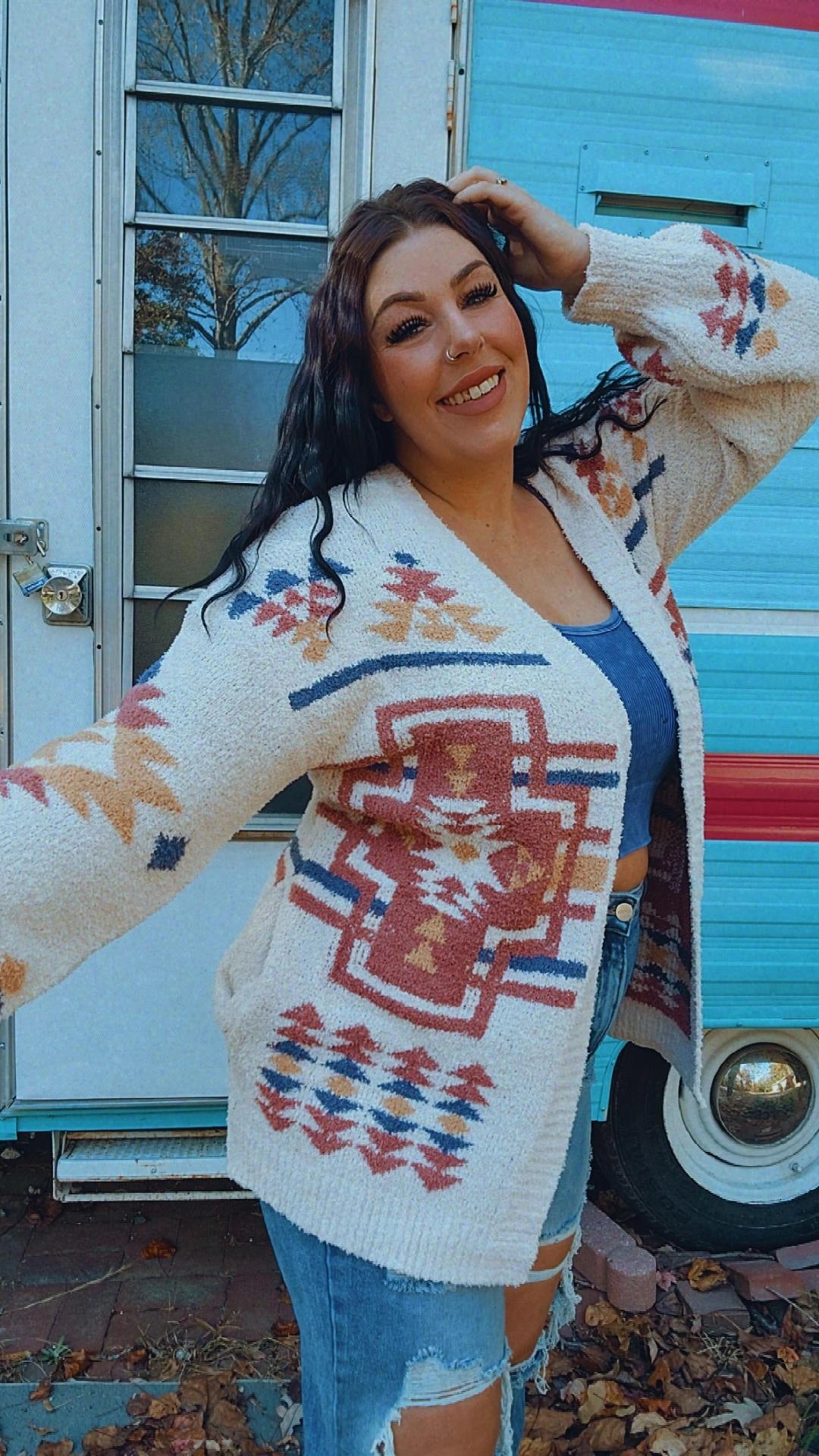 Western Aztec Sweater Cardigan