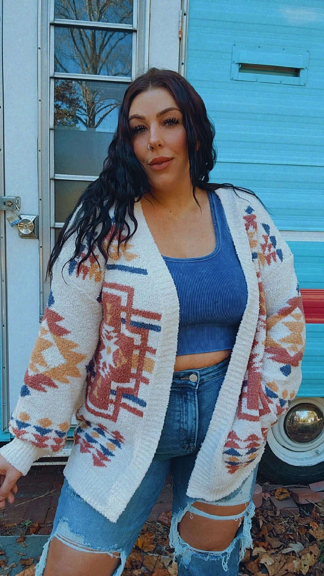 Western Aztec Sweater Cardigan