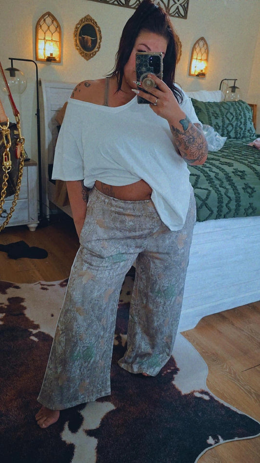 Drift Away Wide Leg Camo Joggers