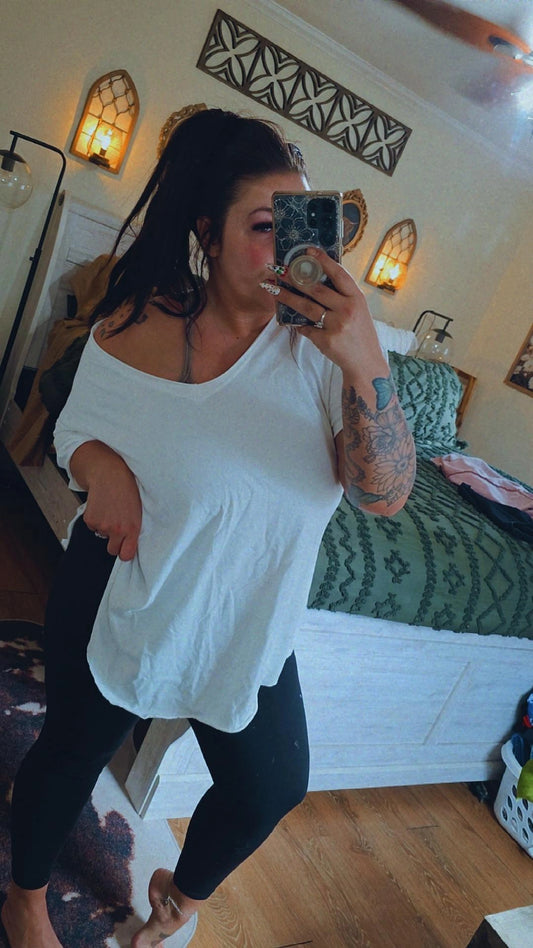 Joey Vneck Washed Cotton Boyfriend Tee