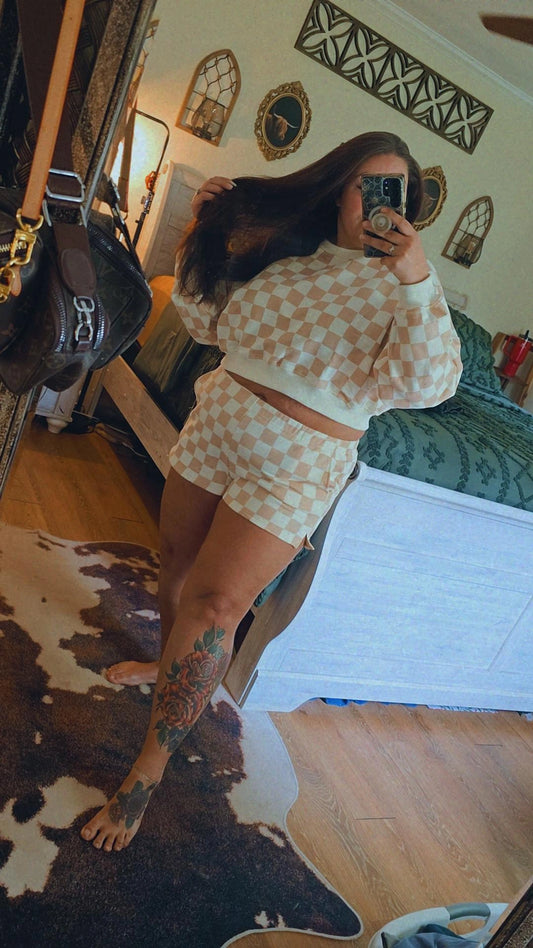 Checkered Tan Set