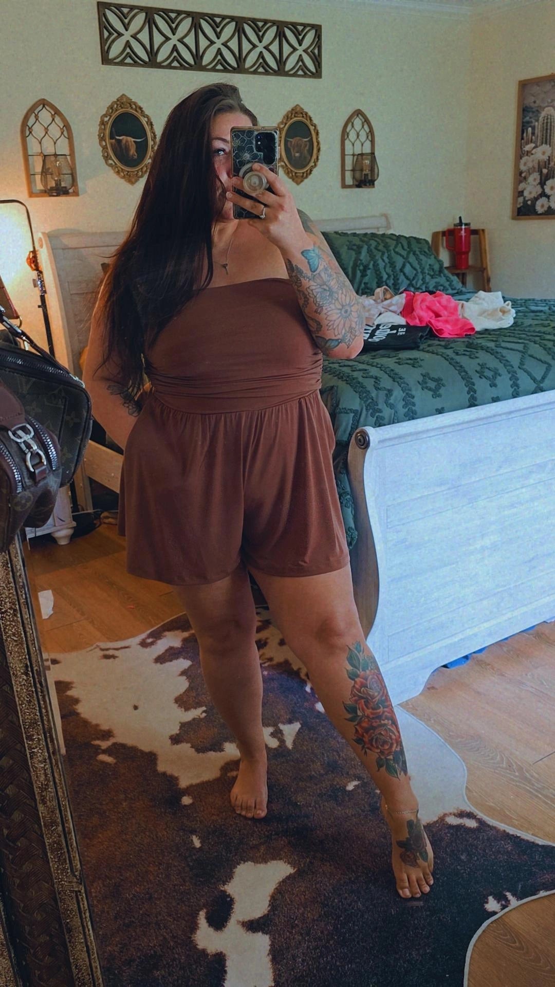 Strapless Shirred Waist Romper