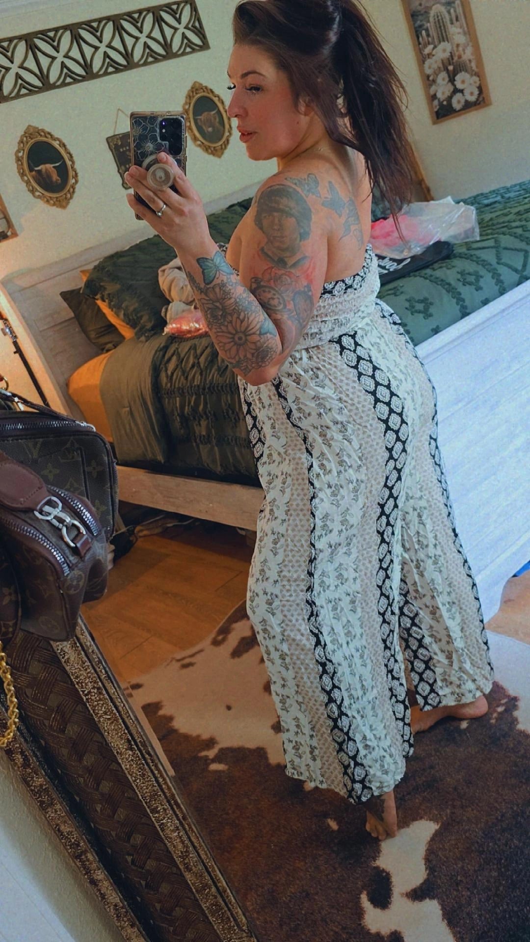 Strapless Boho Geometric Print Wide Leg Jumpsuit