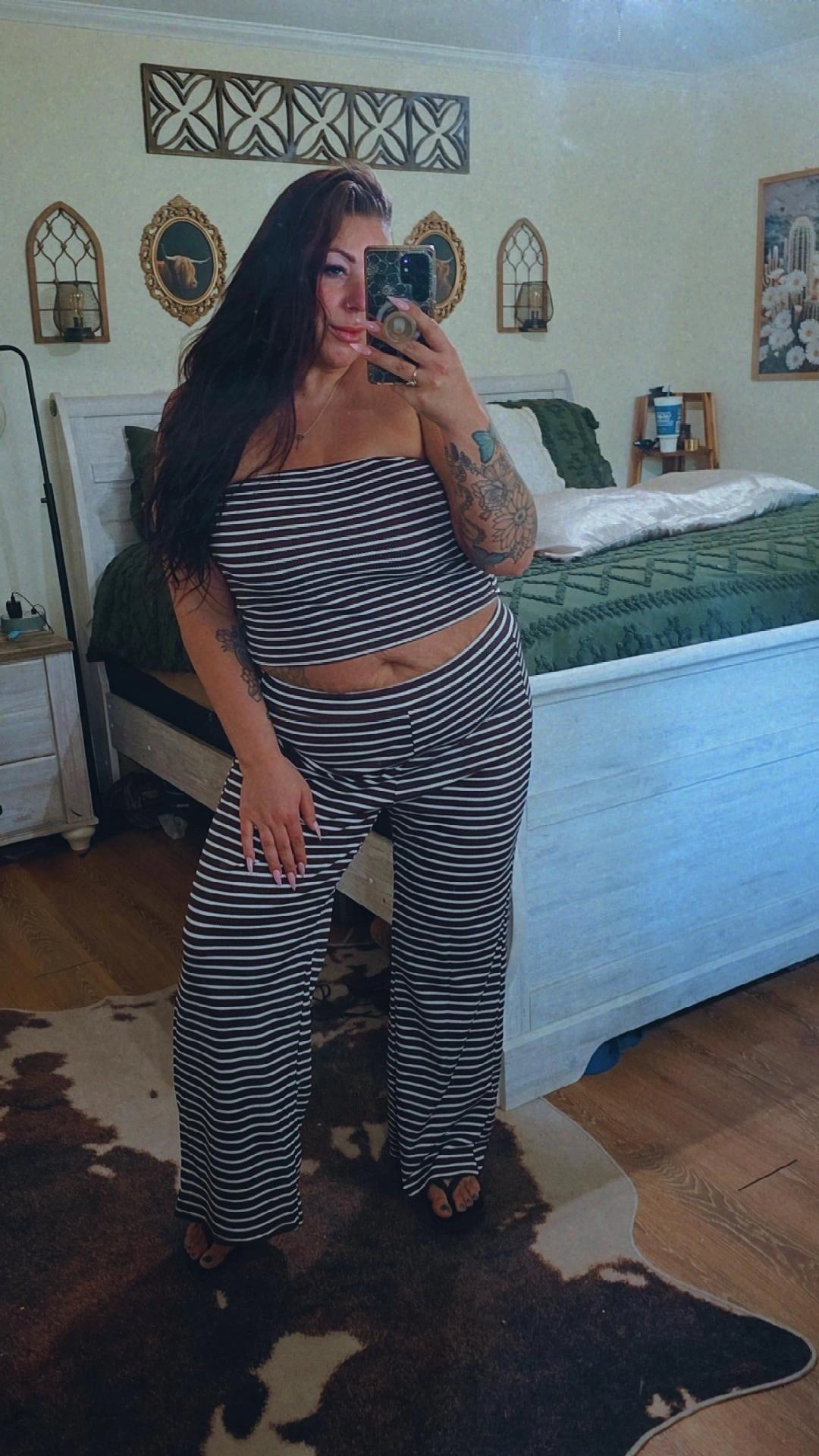 Striped Tube Top and Pants Set