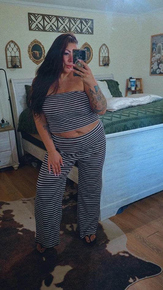 Striped Tube Top and Pants Set