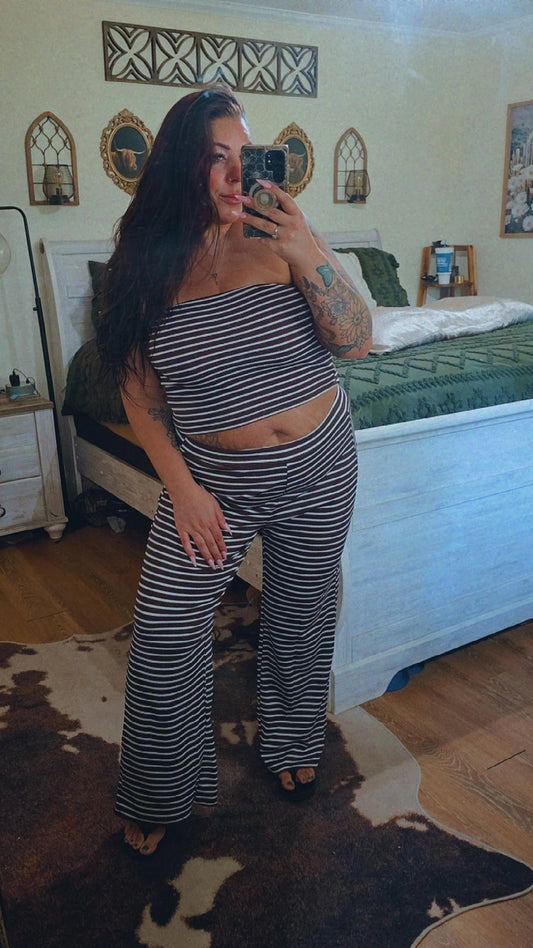Striped Tube Top and Pants Set