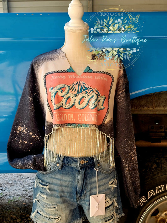 Coors Rhinestone Fringe Sweatshirt