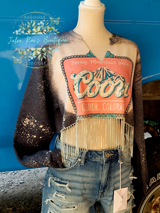 Coors Rhinestone Fringe Sweatshirt
