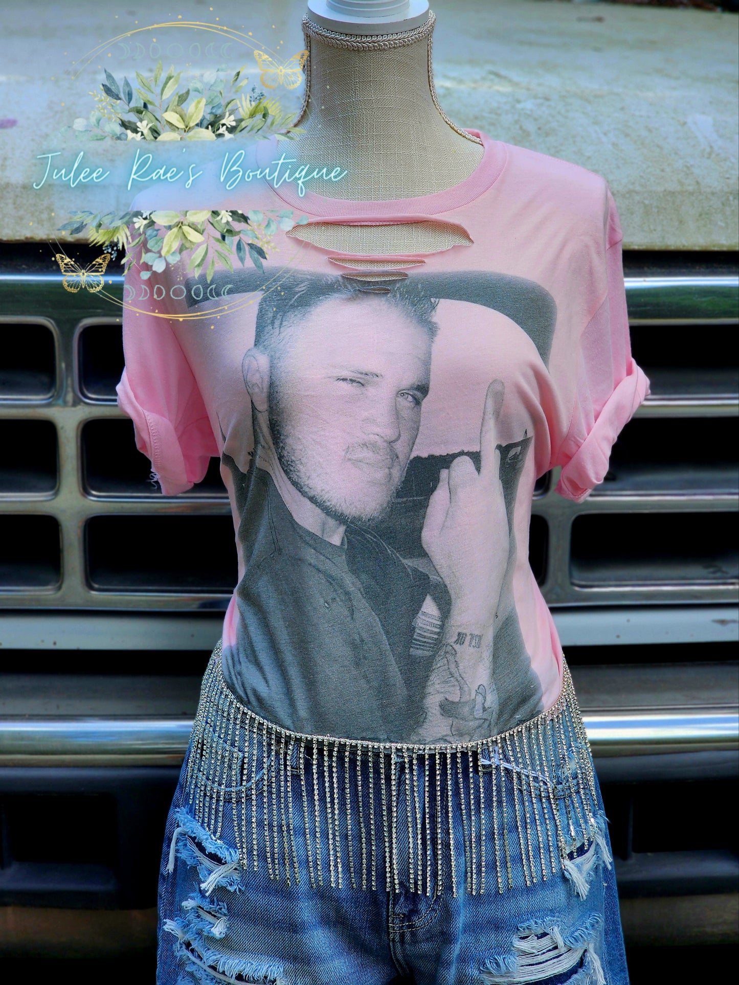 Zach B Rhinestone Fringe Tshirt