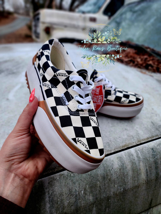 Checkered Tie Platform Shose ( PREORDER ITEMS PLEASE READ DESCRIPTION CAREFULLY)