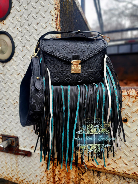 Black Turquoise Fringe Handbags PREORDER ITEM PLEASE read description carefully