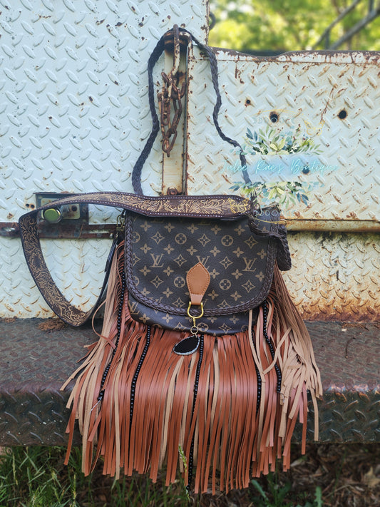 Western Black Bead Fringe Handbag