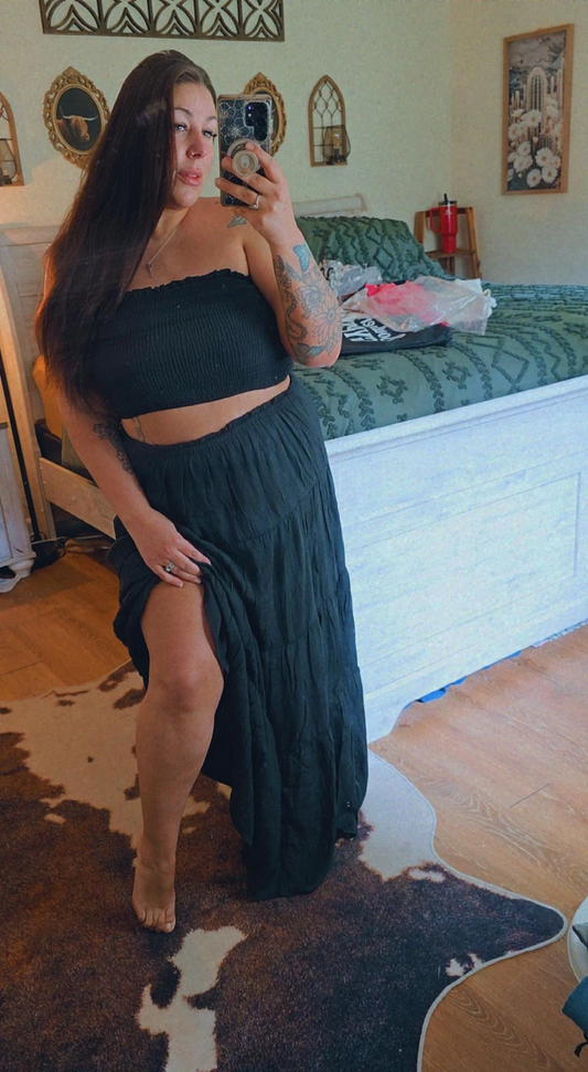 Smocked Tube Top & Tiered Skirt Set