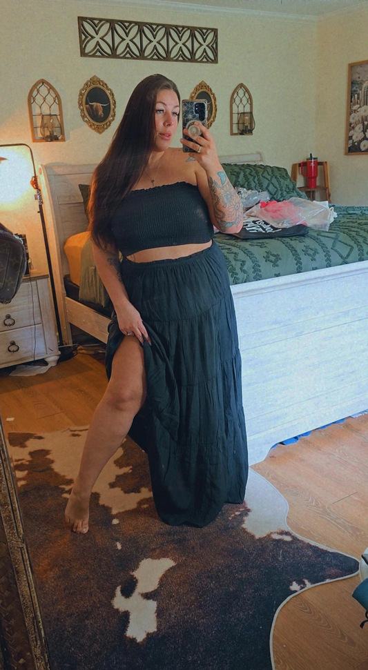 Smocked Tube Top & Tiered Skirt Set